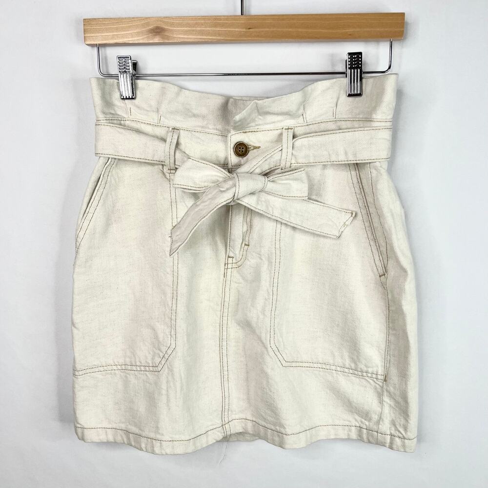 Free People Splendor In the Grass Linen/Cotton Tie Waist Skirt 4